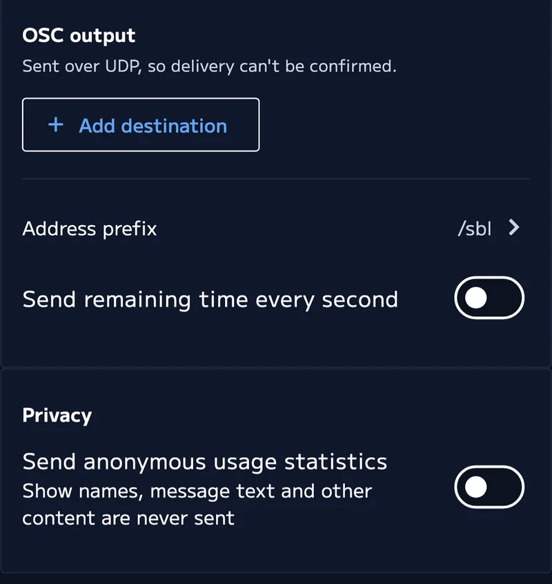 Lighting and sound sync (OSC)