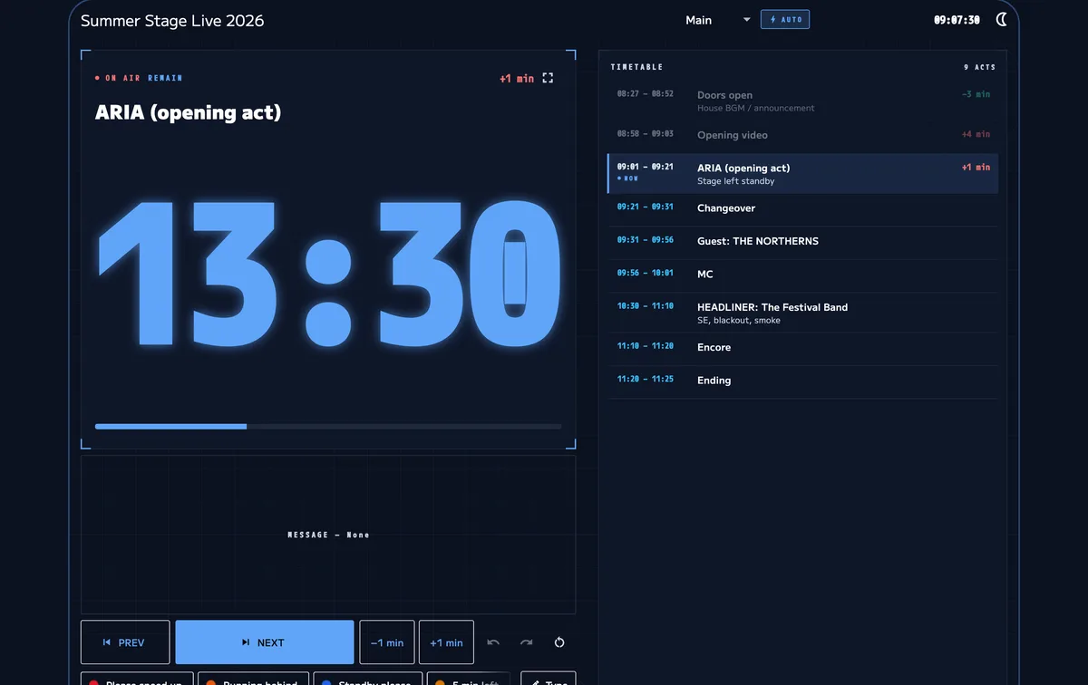 The app showing the run timer on an iPad